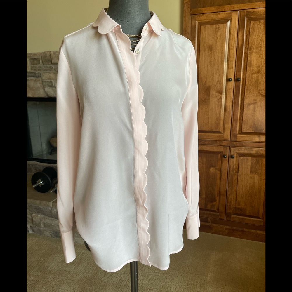 Banana Republic Light Pink Scalloped Front Blouse